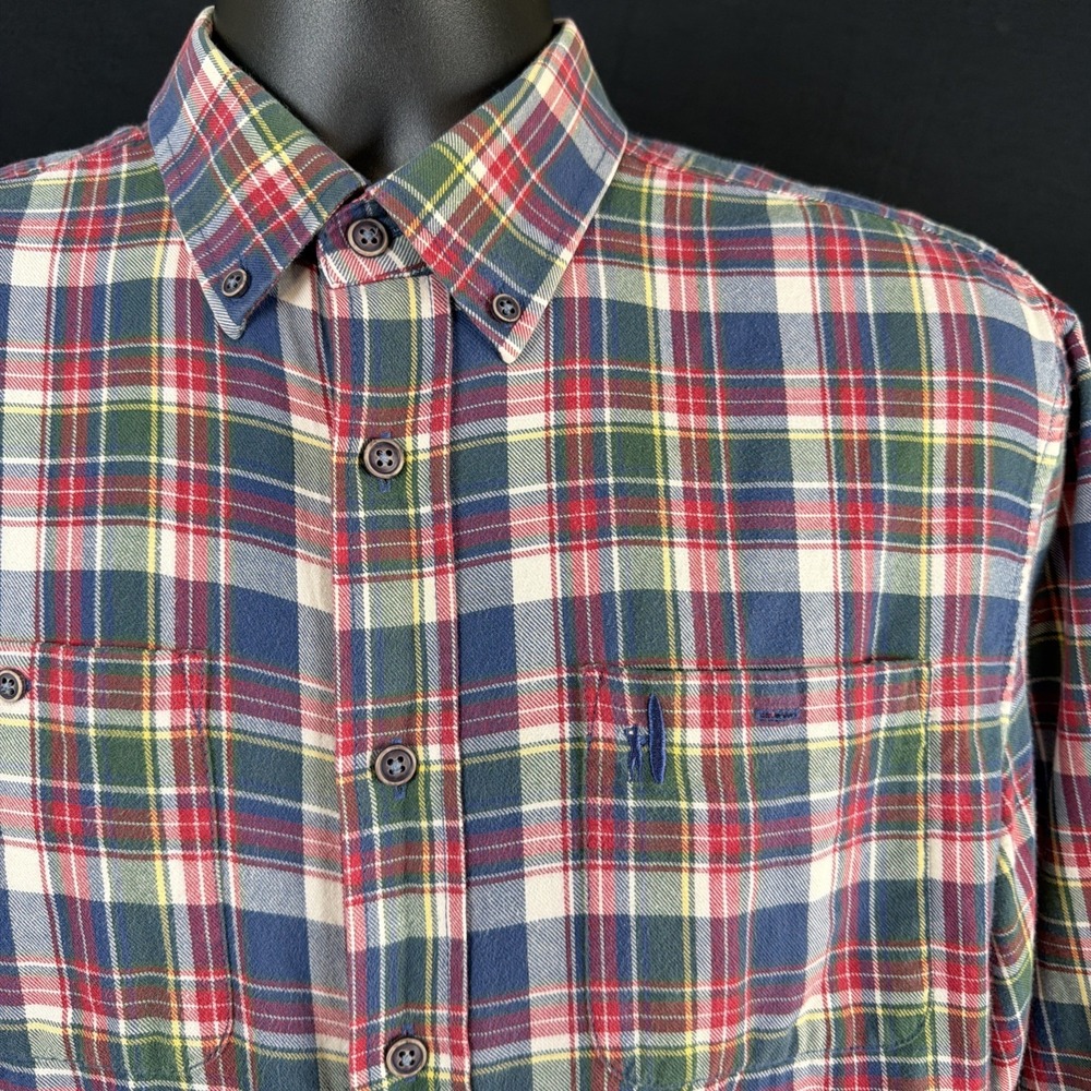 Johnnie-O Hangin Out Shirt Mens Medium Blue Plaid Long Sleeve Cotton Button Down